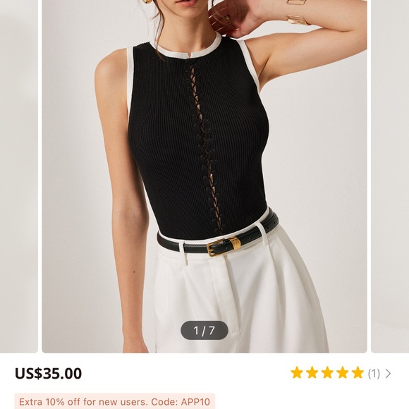 Commense Color Block Knit Lace Up Vest (Tank) - Picture 2 of 7